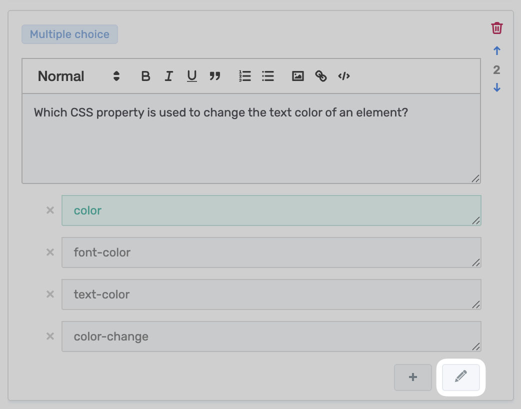 Custom multiple choice, short answer, and free-form questions