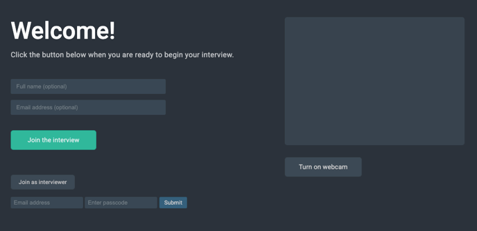 Join as interviewer screen