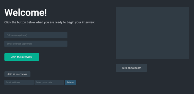 Join as interviewer screen